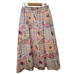 MARLED Postcard Print Maxi Skirt 100% Cotton Size L